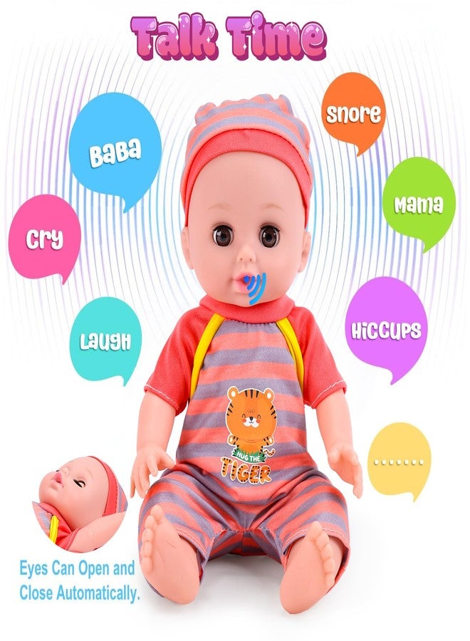 CUTE STONE 12" Baby Doll Playset for Girls - Pretend Play Baby Care Toy with Carrier Bassinet, High Chair, Clothes & Accessories - Image 4